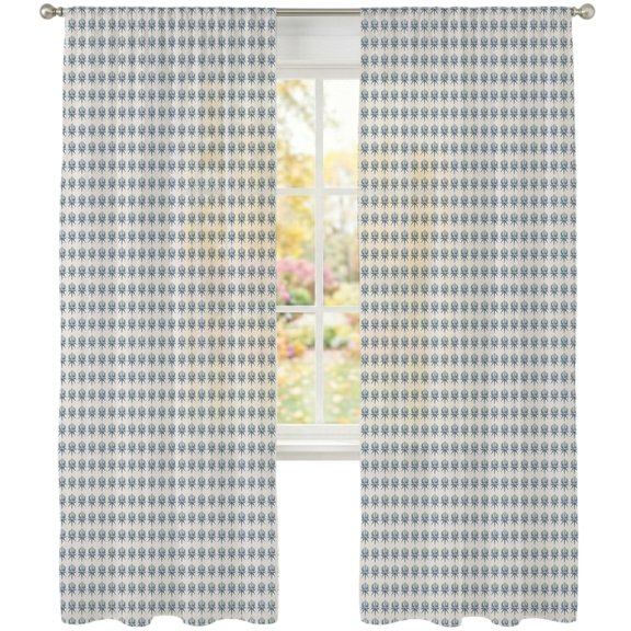 Micro Dot Sheer Curtains 108 Inches Long 2 Panels, Modern Minimalist Blue Tiny Floral Uniform Layout Semi Sheer Rod Pocket Window Curtains Light Filtering Drapes for Living Room Bedroom