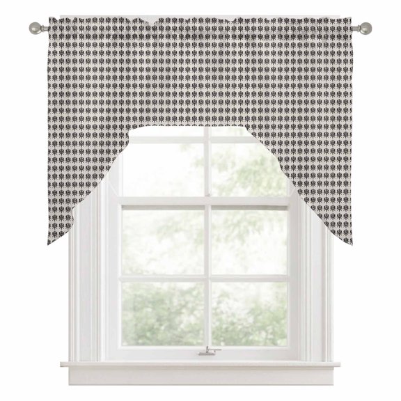 Micro Dot Swag Valance for Windows, Minimalist Modern Black White Tiny Circle Swag Curtains Valances for Small Window Treatment Rod Pocket for Kitchen Bathroom 1 Panel 56x36in