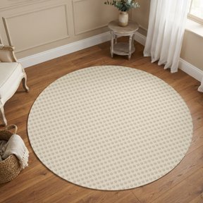 Micro Dots 3FT Round Area Rug Fall Orange Repeating Grid Tiny Pattern Modern Farmhouse Small Round Rugs Non-Slip, Ultra-Thin Washable Rug Low Pile Circle Carpet for Bedroom Kitchen Nursery