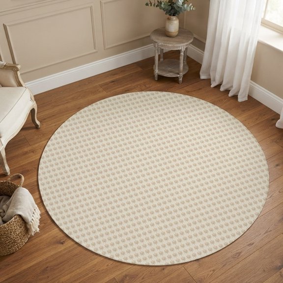 Micro Dots 3FT Round Area Rug Fall Orange Repeating Grid Tiny Pattern Modern Farmhouse Small Round Rugs Non-Slip, Ultra-Thin Washable Rug Low Pile Circle Carpet for Bedroom Kitchen Nursery