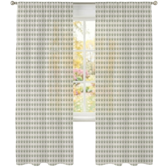 Micro Dots Sheer Curtains 108 Inches Long 2 Panels, Sage Green Repeating Grid Tiny Pattern Modern Farmhouse Semi Sheer Rod Pocket Window Curtains Light Filtering Drapes for Living Room Bedroom