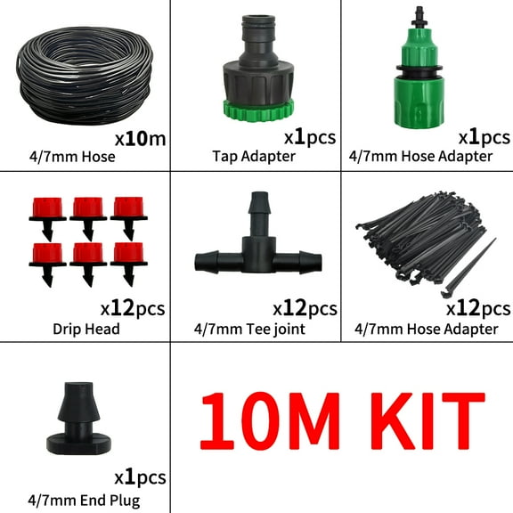 Micro Drip Irrigation System Portable 20M Automatic Watering with Adjustable Drippers Misting Watering Kits Garden Hose