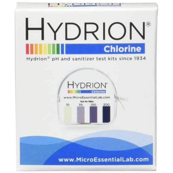 Micro Essential Hydrion CM-240 Chlorine Test Paper with Dispenser, 10-200ppm (Case of 10) CA2