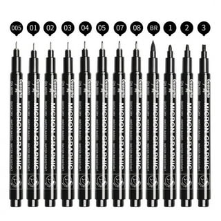 TWOHANDS Set of 12 Micro Pens, Fine Point, Fineliner Ink Pens, Pigment Pen, Technical Drawing Pen, Black, Waterproof, for Art Watercolor, Sketching, A