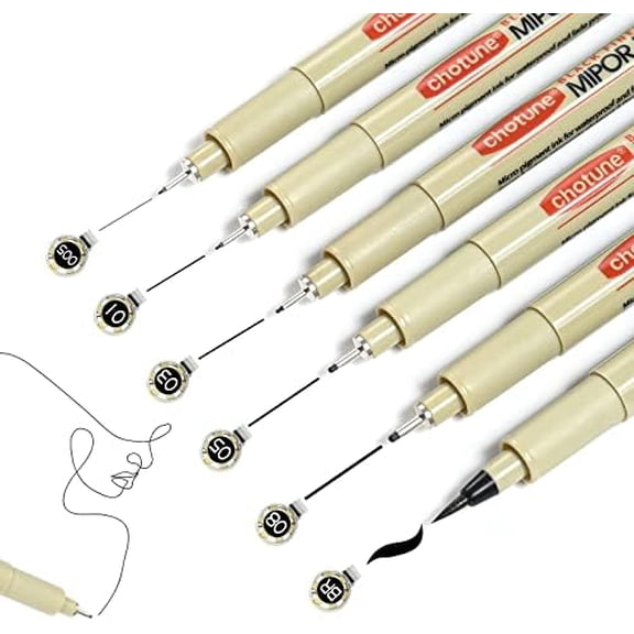 Micro Fineliner Set, 6 Pack Black Micro Fine Point Drawing Waterproof Archival Ink Multiliner Pens for Artist Illustration, Sketching, Technical Drawing, Anime, Manga