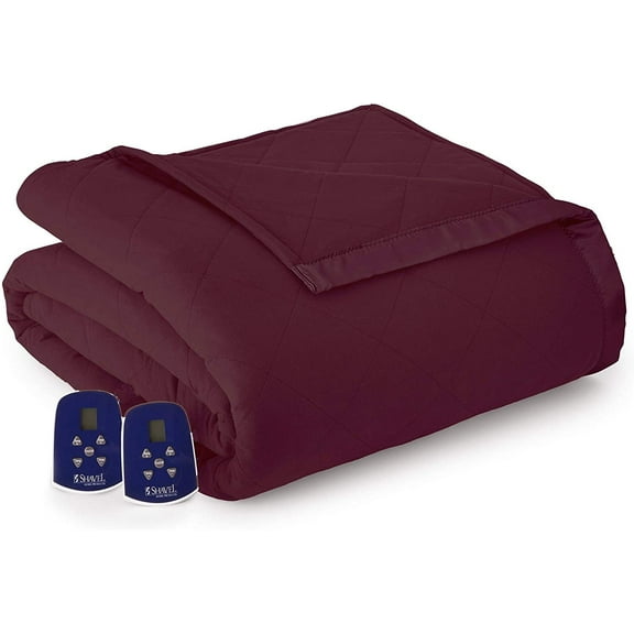 Micro Flannel® Electric Heated Blanket, Queen, Wine