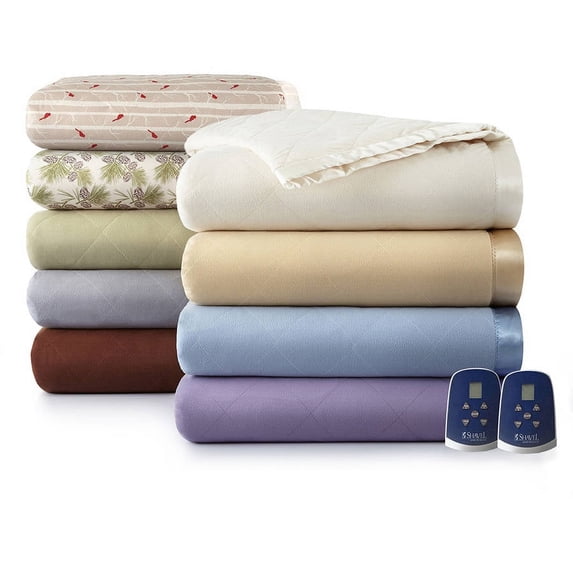 Micro Flannel ® Electric Heated Quilted Down Alternative Comforter/Blanket, Queen, Cardinals