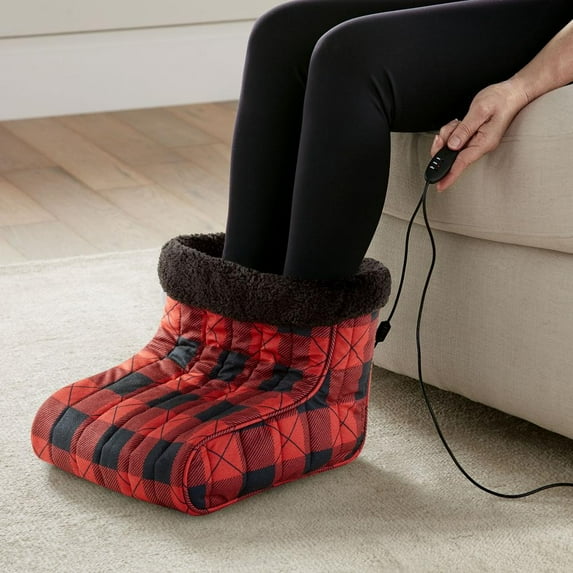 Micro Flannel Heated Foot Warmer, One Size, Buffalo Check Red