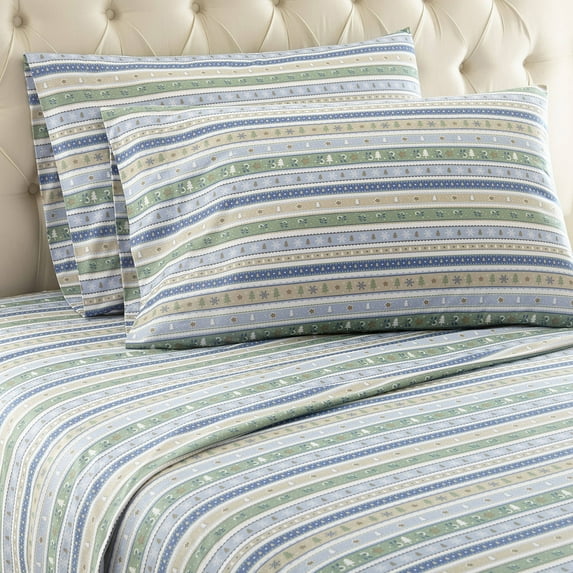 Micro Flannel® Printed Color Sheet Set, Full, Calico Stripe