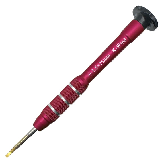Micro Flathead Screwdriver 1.5mm Head for Electronics, Precision Slotted Screwdriver -1.5mm for Small Project, Magnetic S2 Steel Tip, Free Spin Cap, Anti-slip Aluminum Alloy Handle