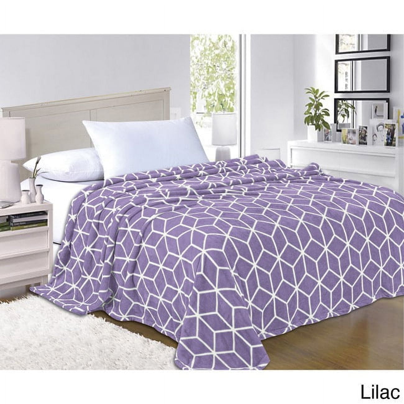 King Size Navy and White Fleece Cotton Blanket