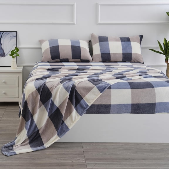 Micro Fleece Twin Size 3 Piece Sheet Set with Deep Pocket Fitted Sheet