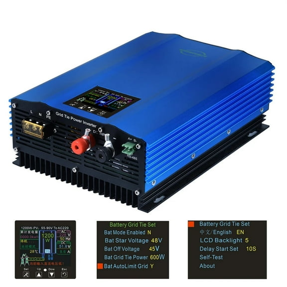 Micro Grid Tie Inverter 1200W with limiter,colorful LCD display Battery Discharge Mode Solar Panel Grid Tie Inverter ,Safety Design