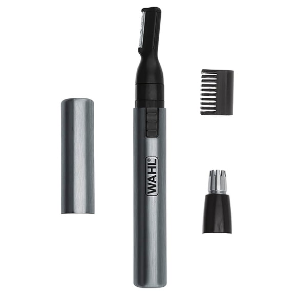 Micro Groomsman Battery Personal Trimmer for Hygienic Grooming with Rinseable, Interchangeable Heads Eyebrows, Neckline, Nose, Ears, & Other Detailing - 05640-600