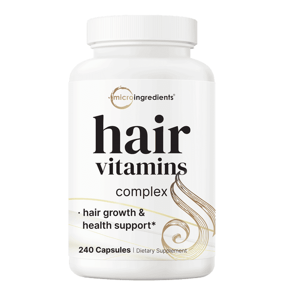 Micro Ingredients Hair Growth Vitamins for Women & Men, 240 Capsules | 14-in-1 Formula with Biotin, Collagen, Keratin, Saw Palmetto & More | Thicker, Fuller, Nourishes Thinning & Loss Hair Support