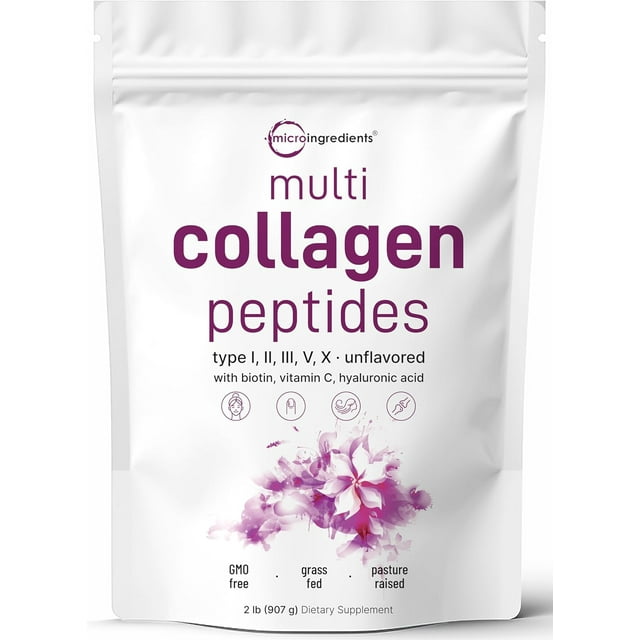 Micro Ingredients Hydrolyzed Collagen Powder, Type I & III, 2 Pounds