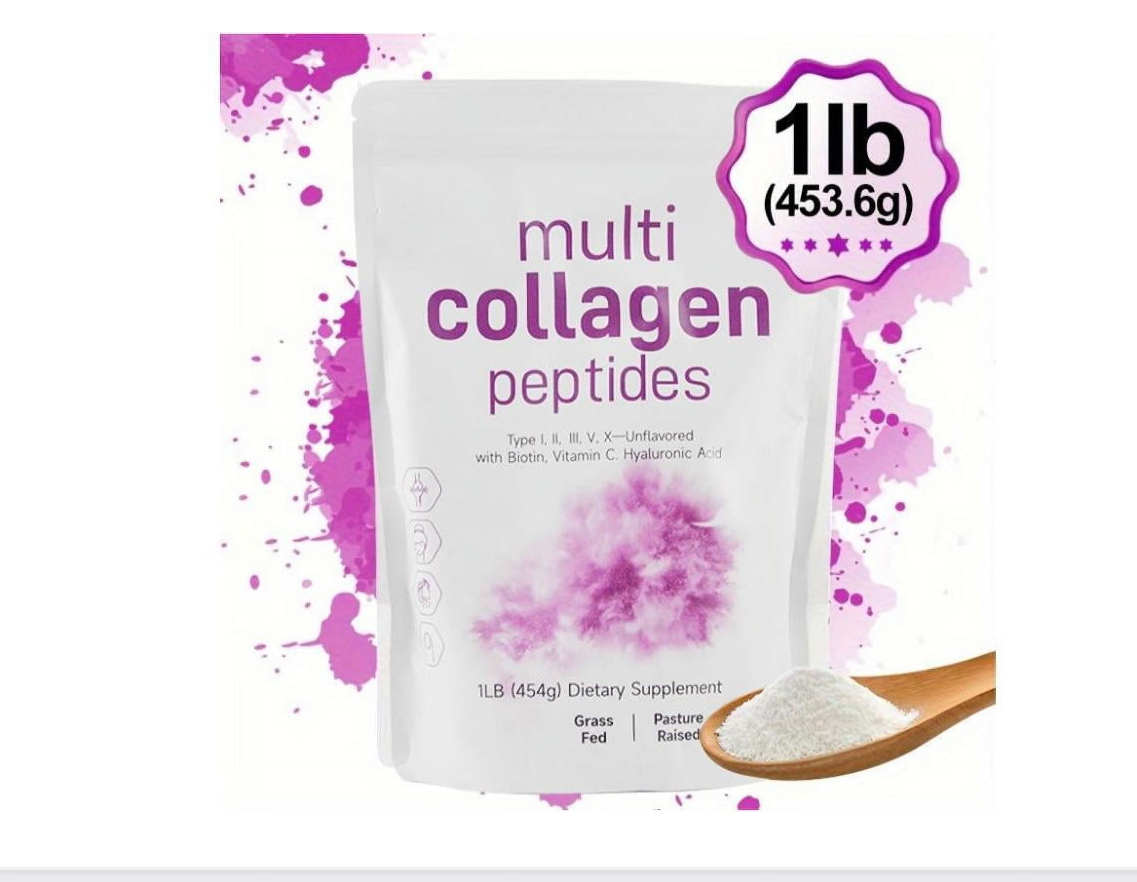 Micro Ingredients Multi Collagen Protein Powder, 1lb | Type I,II,III,V,X with Biotin, Hyaluronic Acid, Vitamin C - Unflavored Collagen Peptides