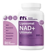 Micro Ingredients NAD+ Liposomal Supplement 500mg Capsules with NMN, Resveratrol, Glutathione & Astaxanthin, for Men & Women, 30 Count