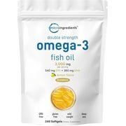 Micro Ingredients Omega 3 Fish Oil Supplements 3,000mg Per Serving, 240 Softgels | Lemon Flavored   Burpless | EPA 540mg + DHA 360mg | Deep Sea Fish