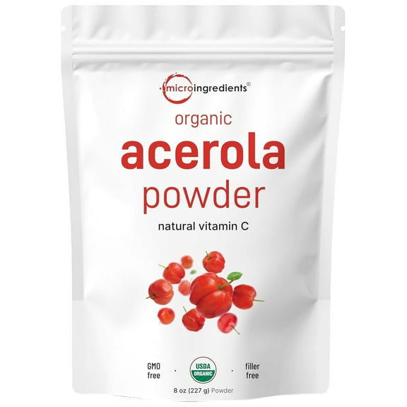 Micro Ingredients Organic Acerola Cherry Powder , 8oz | Natural Vitamin C Superfood, No Sugar & Additives, Brazil Origin
