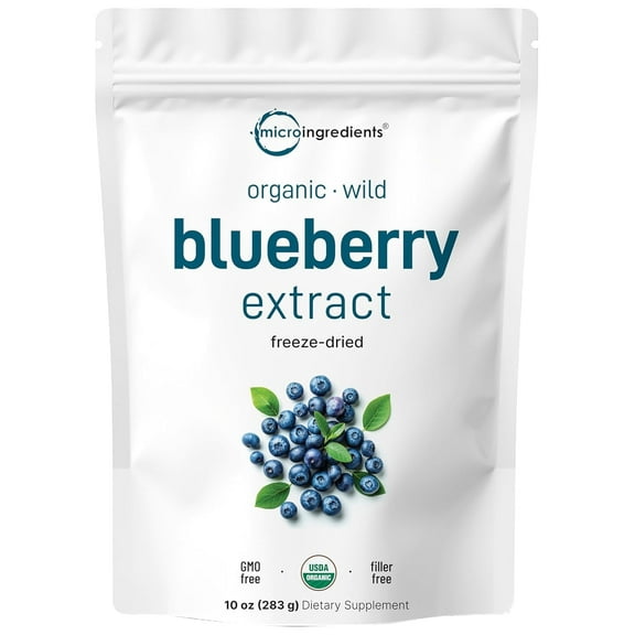 Organic Blueberry Extract 50:1 Concentrated Powder, 10 Ounce | Freeze-Dried Wild Blueberries Source, No Sugar & Additives | Great Flavor for Drinks, Smoothie, & Beverages