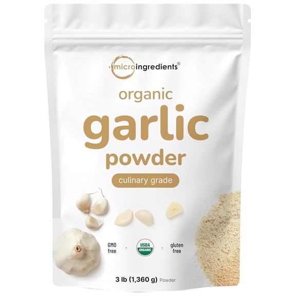 Micro Ingredients Organic Garlic Powder, 3lb | Premium Raw Allium Sativum Bulb Source | Great for Meats, Vegetables & Spice Mixes