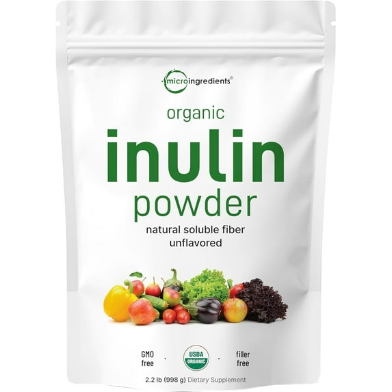 Micro Ingredients Organic Inulin FOS Powder (Jerusalem Artichoke), 2.2lb (35 Ounce)| Prebiotic Intestinal Support for Colon and Gut Health
