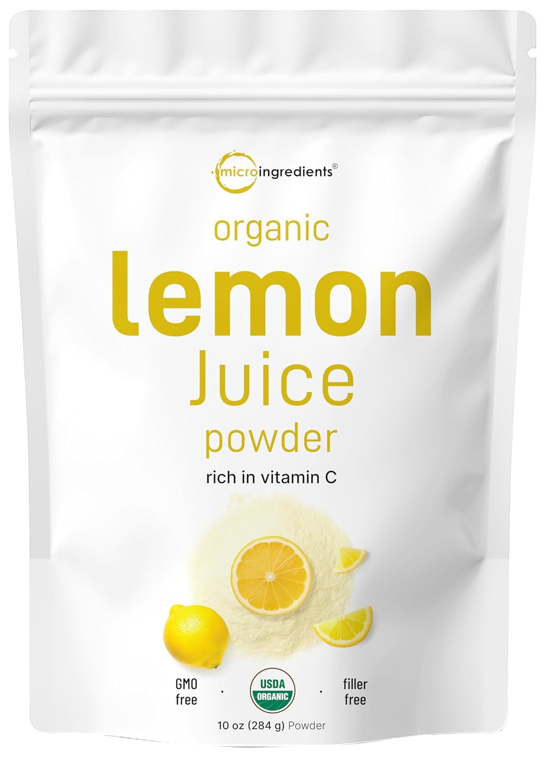 Micro Ingredients Organic Lemon Juice Powder, 10 Ounce | Cold Pressed Lemons Source, No Sugar & Additives