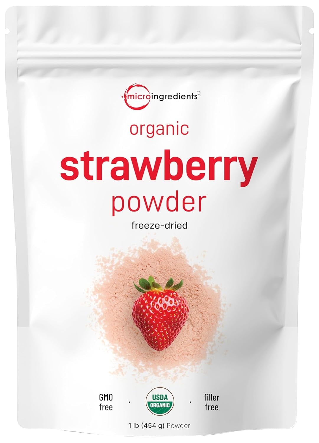 Micro Ingredients Organic Strawberry Powder, 16 Ounce | Freeze-Dried Source, No Sugar & Additives