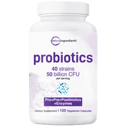 Micro Ingredients Daily Probiotics 50 Billion CFU, 120 Vegetarian Capsules | 4-in-1 with Prebiotics, Postbiotics, Digestive Enzymes | Digestive & Gut Health Support