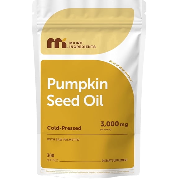 Micro Ingredients Pumpkin Seed Oil with Saw Palmetto,300 Softgels | Cold Pressed Essential Fatty Acids, & Phytosterols