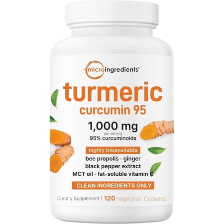 Micro Ingredients Pure Turmeric Curcumin Supplement 1,000mg, 120 Veggie Capsules | 95% Curcuminoids with Black Pepper & Ginger