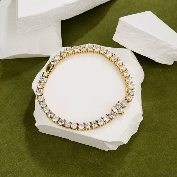 Micro Inlaid Zircon Love Heart-shaped Bracelet Full Diamond Luxury