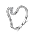 thumbnail image 1 of Women's Silver Ring with Platinum Plated Finish and Micro Inlaid Zircon Stones Wave Design Ring for Her Elegant Jewelry Gift, 1 of 6