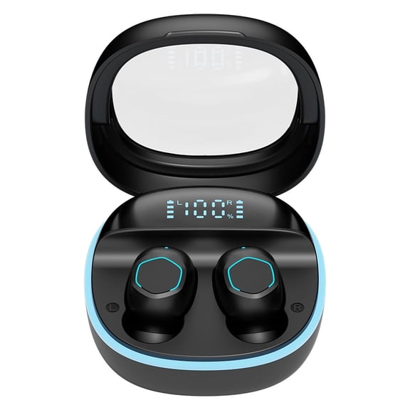 Micro Wireless Earbuds for Small Ear Canals 8H Playtime Touch Control 50H Charging Case LED Power Display-Black