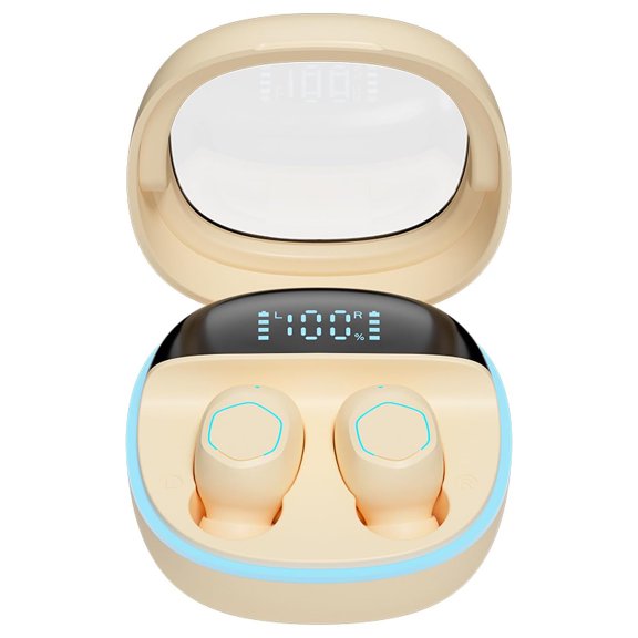 Micro Wireless Earbuds for Small Ear Canals 8H Playtime Touch Control 50H Charging Case LED Power Display-Nude