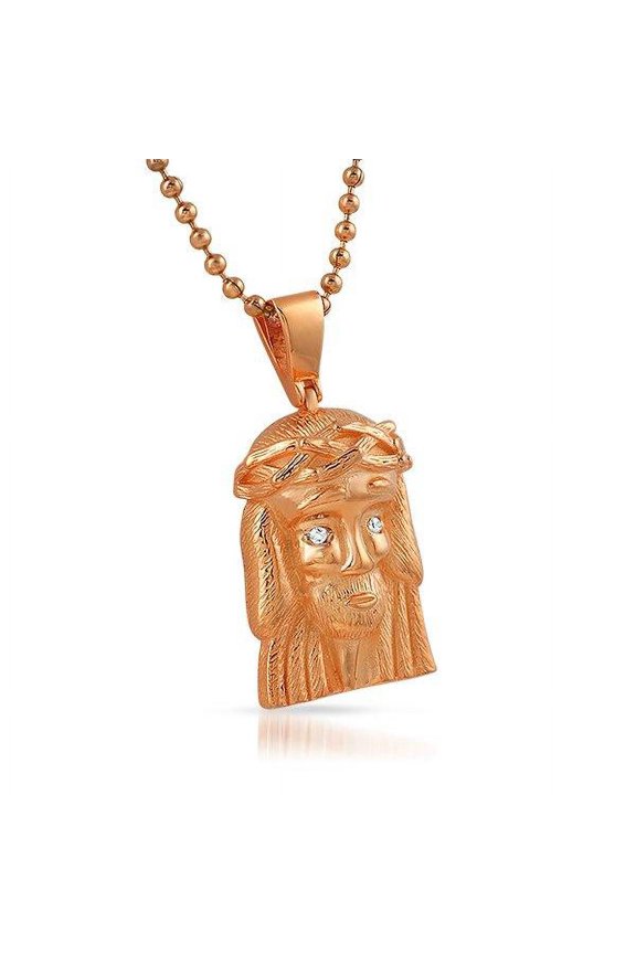 Micro Jesus Clean Rose Gold Pendant