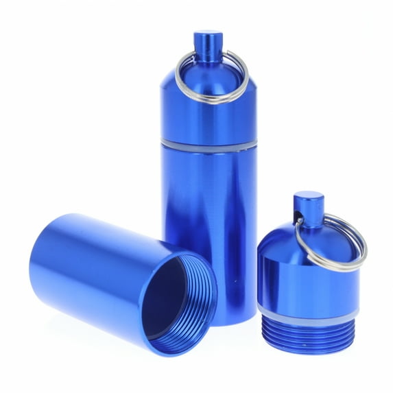 Micro Key Chain Waterproof Compartment Portable Storage Container, Blue
