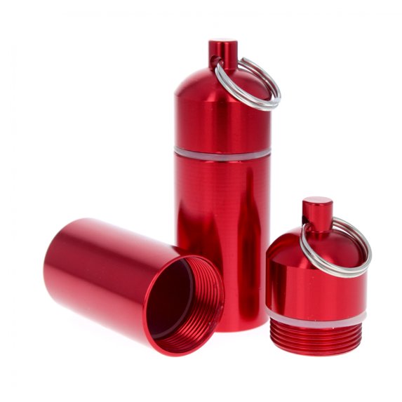 Micro Key Chain Waterproof Compartment Portable Storage Container, Red
