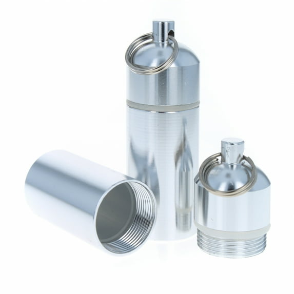 Micro Key Chain Waterproof Compartment Portable Storage Container, Silver