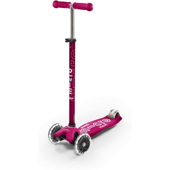 Micro Kickboard Maxi Deluxe LED Scooter with Lean-to-Steer, Adjustable Handlebar, Lightweight Design