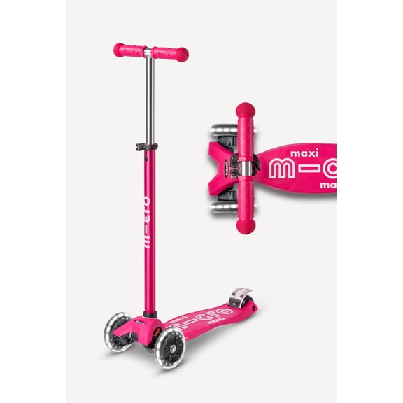 Micro Kickboard Maxi LED Kids Kick Scooter, 3-Wheel Light-Up Wheels, Adjustable, Ages 5-12