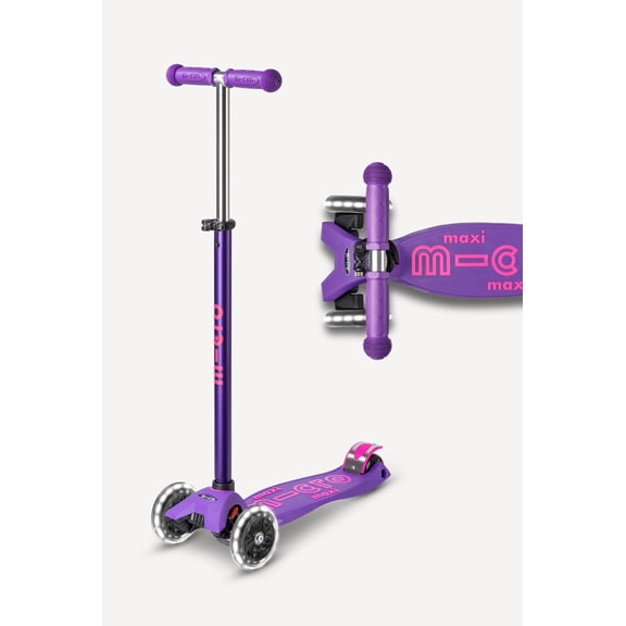 Micro Kickboard Maxi LED Kids Kick Scooter, 3-Wheel Light-Up Wheels, Adjustable, Ages 5-12