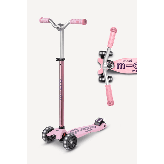 Micro Kickboard Maxi Deluxe Pro LED Kids Kick Scooter, 3-Wheel Wide Wheels, Ages 5-12