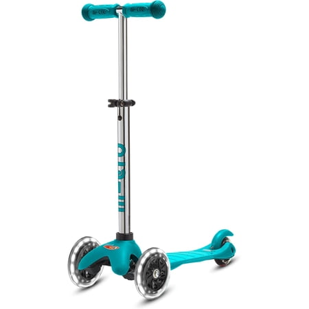 Micro Kickboard - Mini Plus LED 3-Wheeled, Lean-to-Steer, Swiss-Designed Micro Scooter with Light-up Wheels, Ages 2-5 (Aqua)