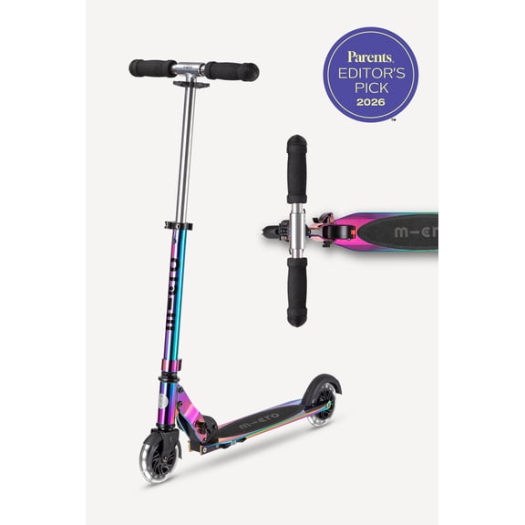Micro Kickboard Sprite LED Neochrome Kids Kick Scooter, 2-Wheel Foldable with Light-Up Wheels, Ages 6+