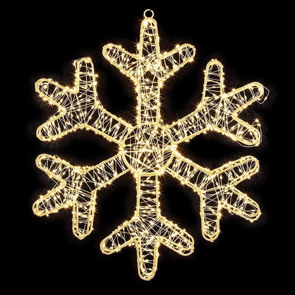 Micro LED Snowflake with 1440 Lights – Sculptural Wire Design, Indoor/Outdoor, 6-Hour Timer for Sparkling Winter Wall & Door Décor