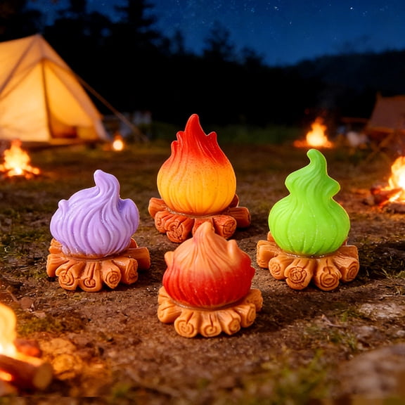 Micro Landscape Ornament Resin Campfire Model, with Realistic Flame Texture Model for Dollhouse Desktop