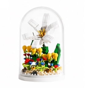 Micro Lily Flower Bouquet Building Kit, 210 Pcs Mini Blocks with Dust Cover, Botanical Home Office Decor, Creative Gift