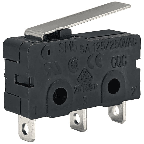 Micro Limit/Snap Switch, SPDT, 5A @ 250V AC, Solder Leads - 10 Pack